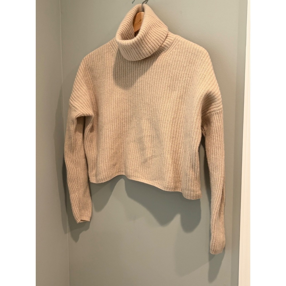 Madewell Resourced Cashmere Wool Turtleneck Cropped Sweater Beige Small - Picture 3 of 6